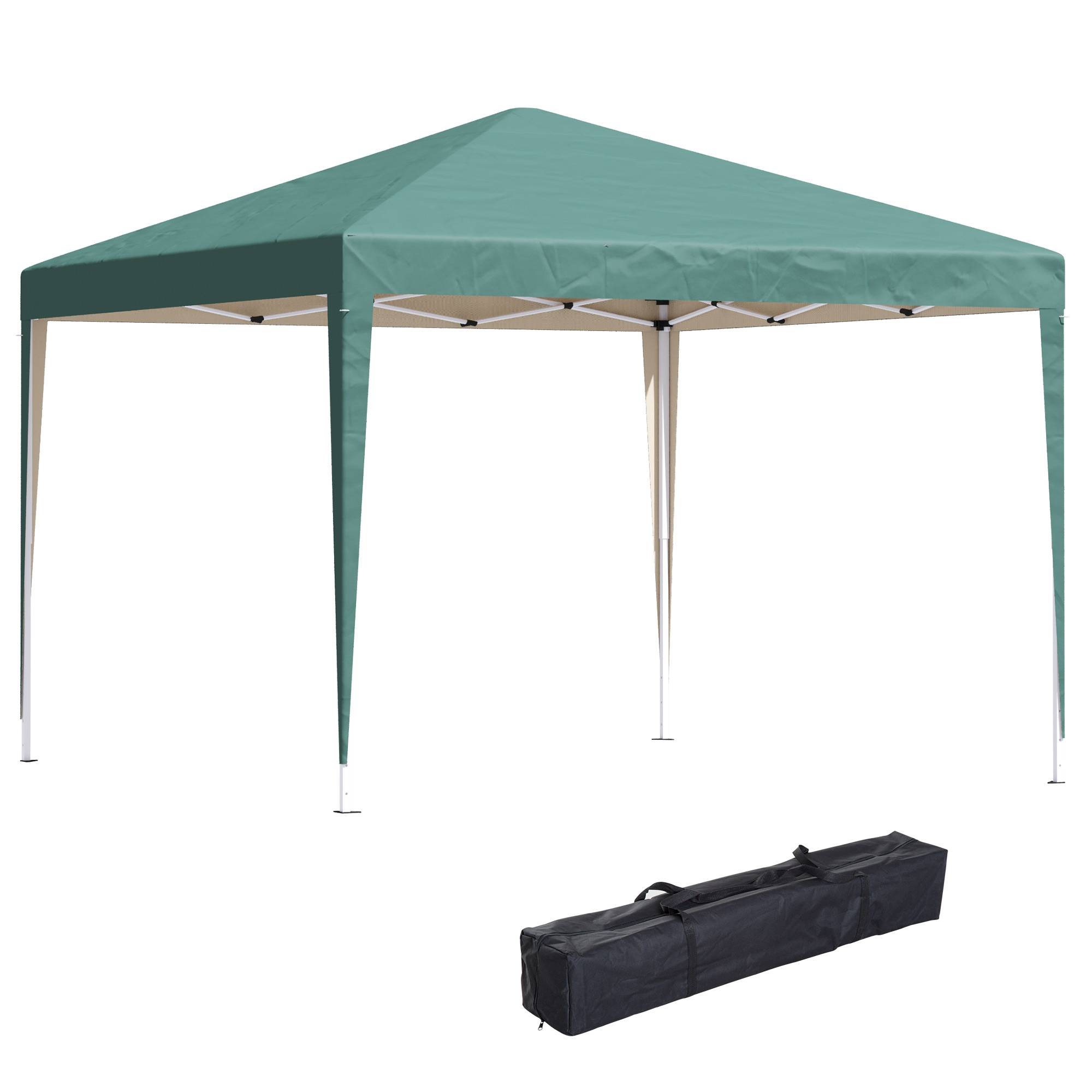 Tente pliante 3x3m avec sac de transport, hauteur réglable, résistante aux UV et imperméable, idéale pour terrasse, patio, plage, verte - Image 1