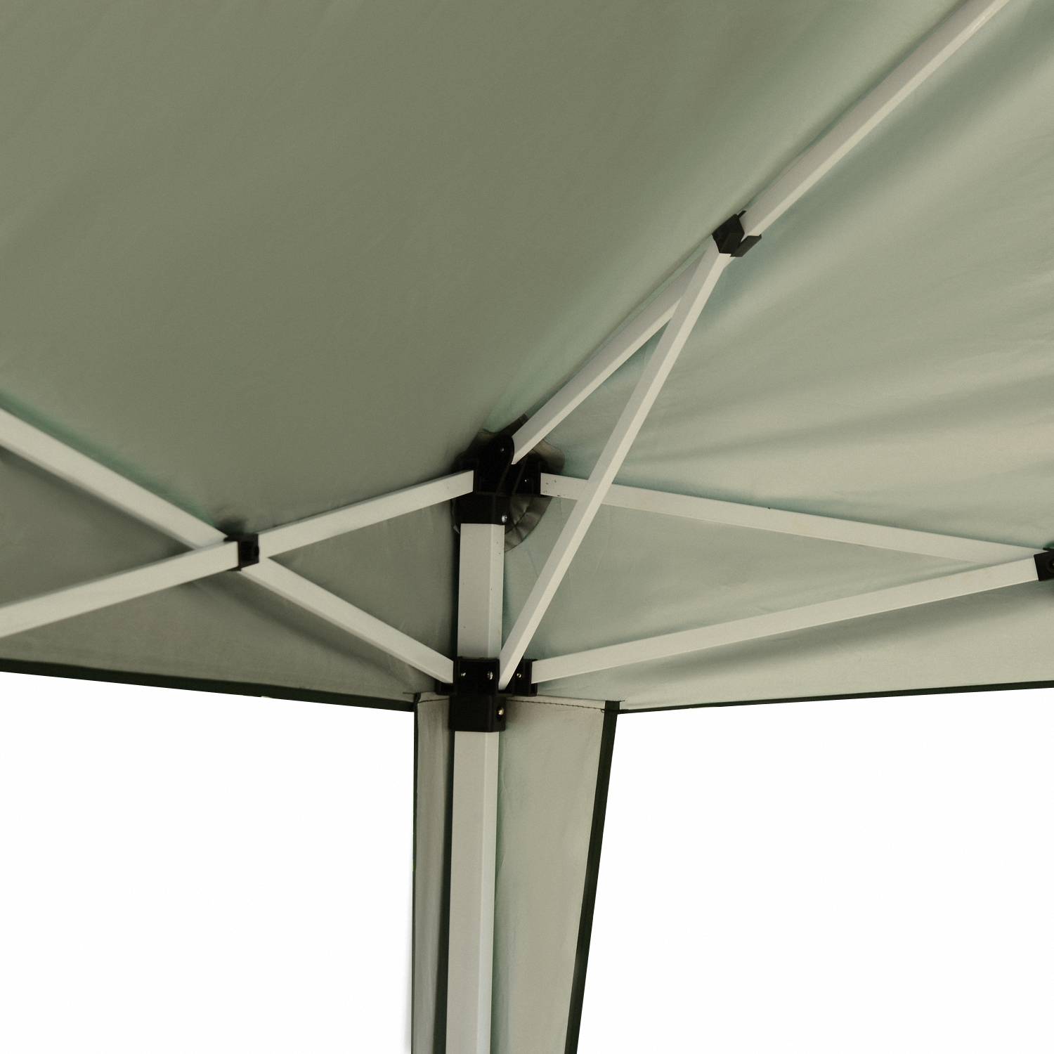 Tente pliante 3x3m avec sac de transport, hauteur réglable, résistante aux UV et imperméable, idéale pour terrasse, patio, plage, verte - Image 10