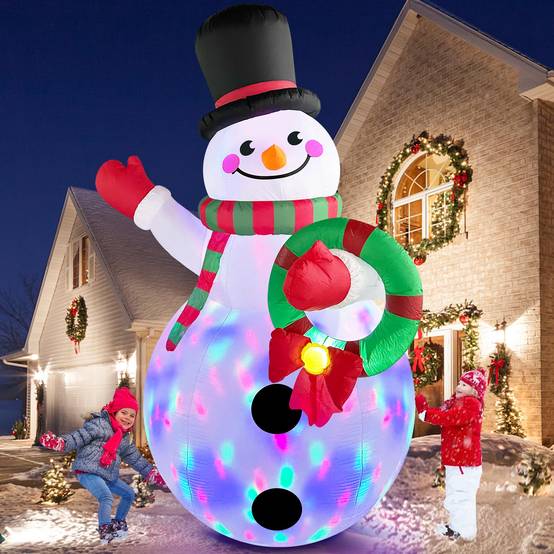 Guirlande lumineuse gonflable de Noël de 1,8 m, bonhomme de neige gonflable coloré, décoration de pelouse extérieure d'hiver à LED - Image 1