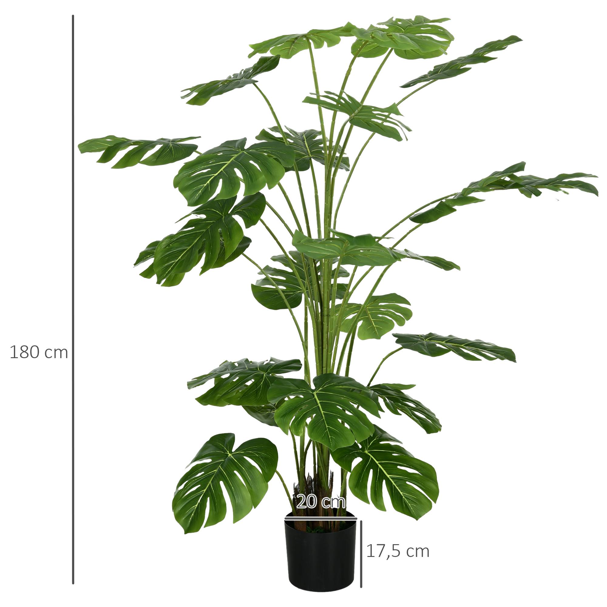 Sans Marque - Plante artificielle 180 cm, avec cache-pot, mousse artificielle, pour salon, look réaliste, vert - Image 5