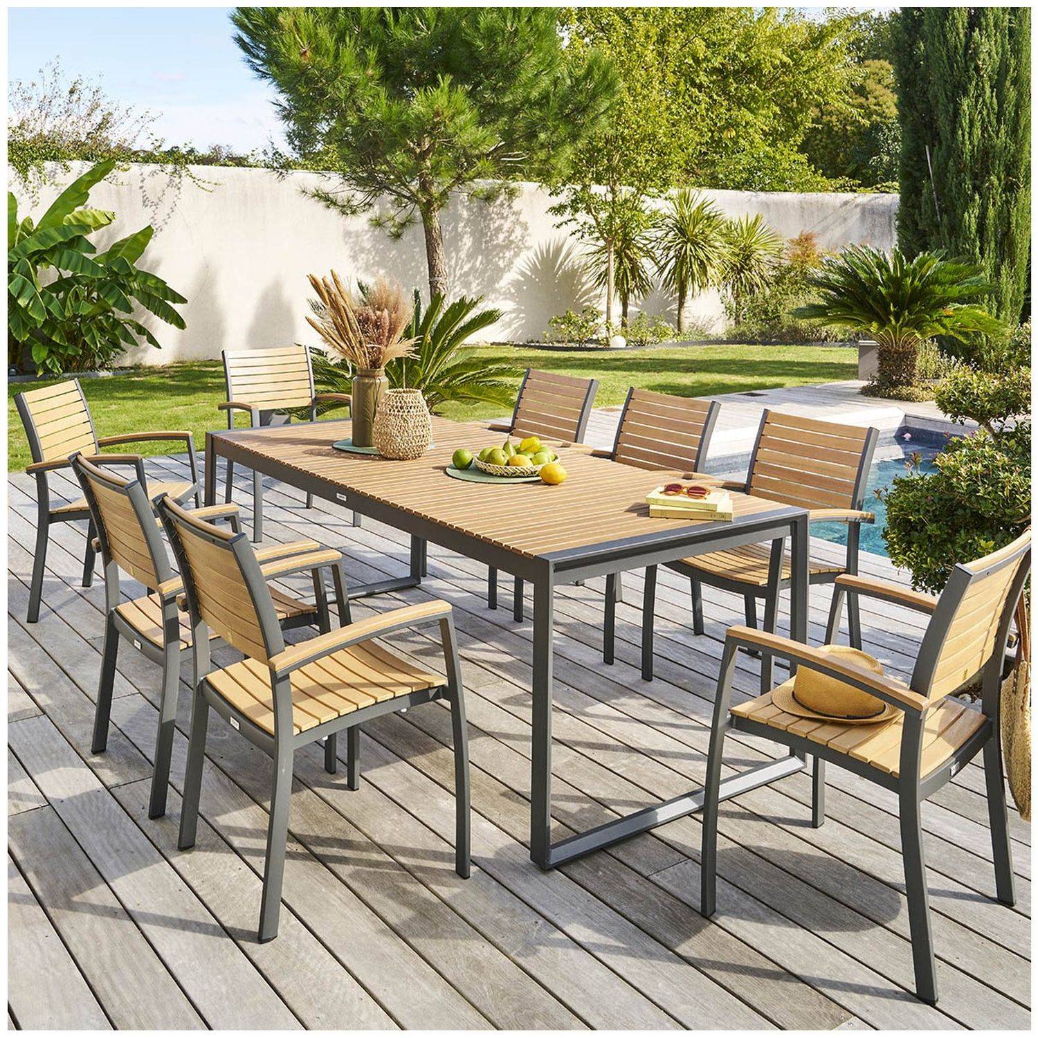 Hesperide - Table de jardin fixe Lensia en eucalyptus et aluminium - 8 Places - Hespéride - Image 2