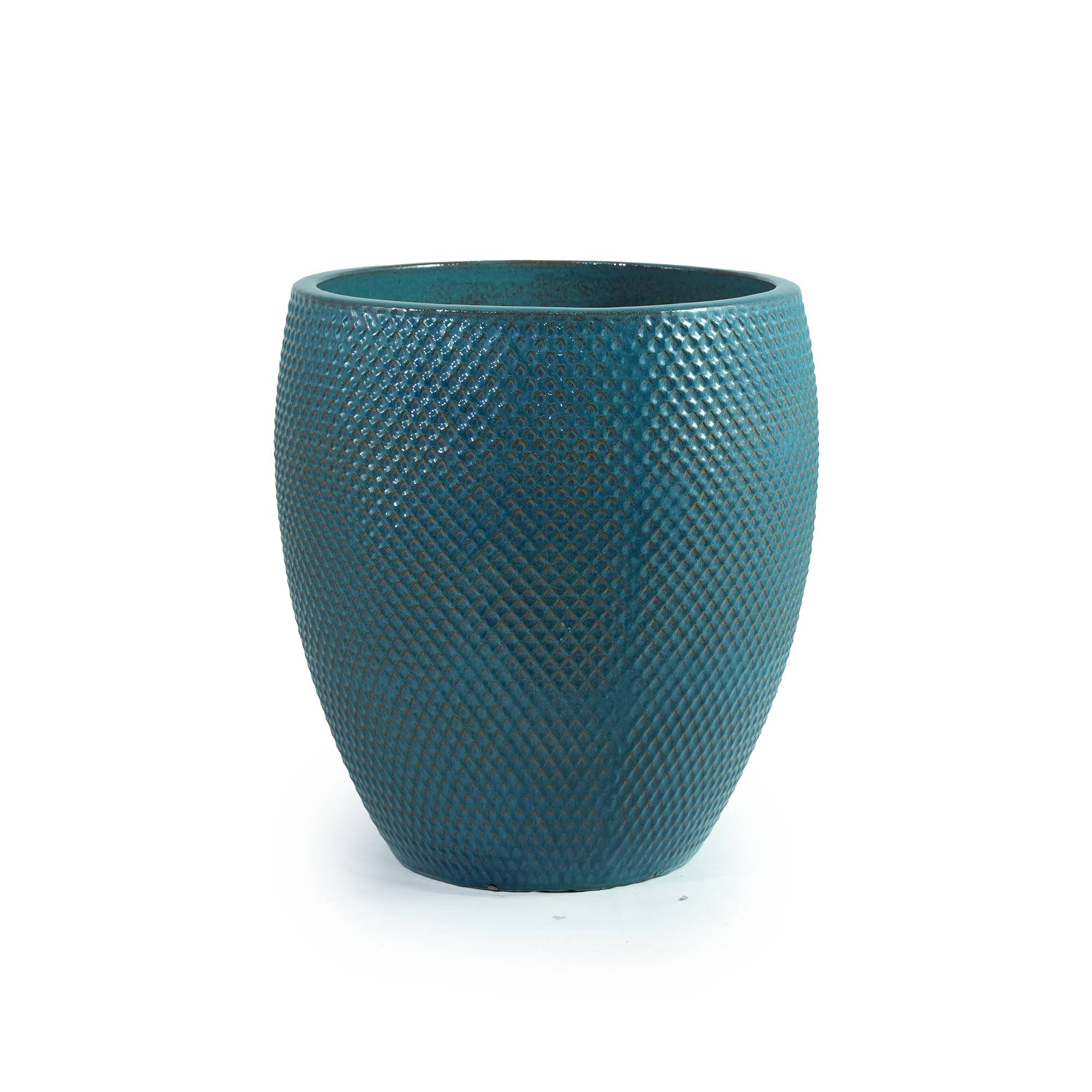 ComfortXL - Grand pot de fleurs céramique Ø46 x H53 cm bleu turquoise jardin terrasse drainage - ComfortXL Outdoor Living - Image 2