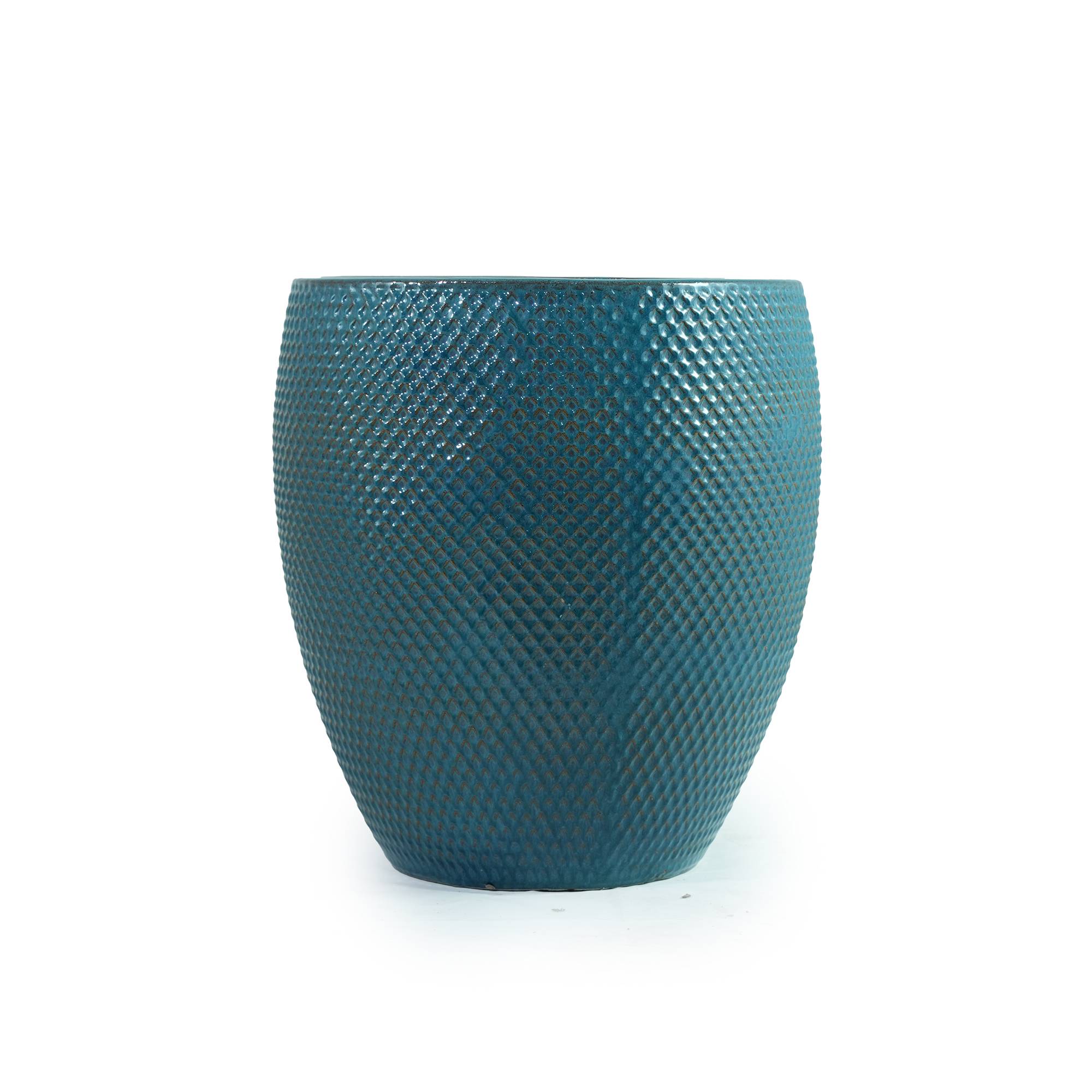 ComfortXL - Grand pot de fleurs céramique Ø46 x H53 cm bleu turquoise jardin terrasse drainage - ComfortXL Outdoor Living - Image 6