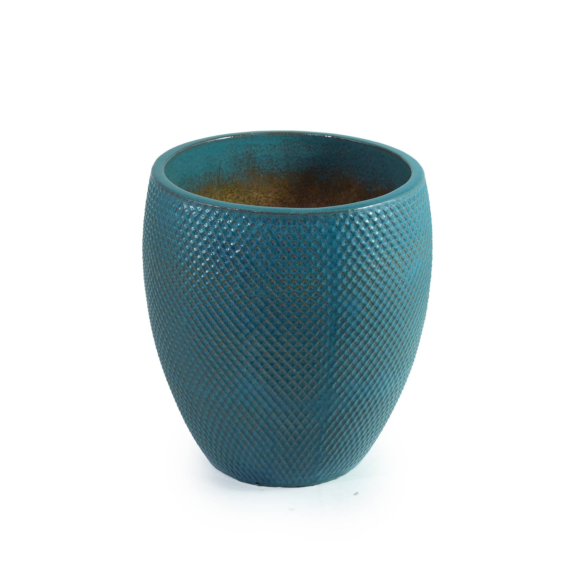 ComfortXL - Grand pot de fleurs céramique Ø46 x H53 cm bleu turquoise jardin terrasse drainage - ComfortXL Outdoor Living - Image 7