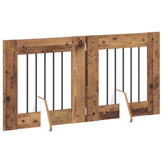 ComfortXL - Barrière chien pliable Bois d'ingénierie Intérieur 2 panneaux Bois ancien 120cm - ComfortXL Outdoor Living - Image 3