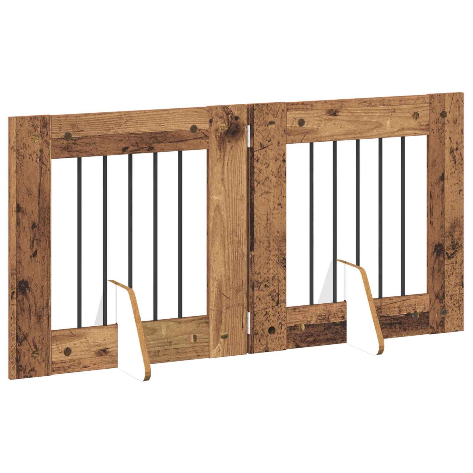 ComfortXL - Barrière chien pliable Bois d'ingénierie Intérieur 2 panneaux Bois ancien 120cm - ComfortXL Outdoor Living - Image 3