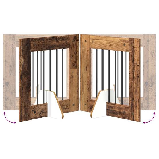 ComfortXL - Barrière chien pliable Bois d'ingénierie Intérieur 2 panneaux Bois ancien 120cm - ComfortXL Outdoor Living - Image 7