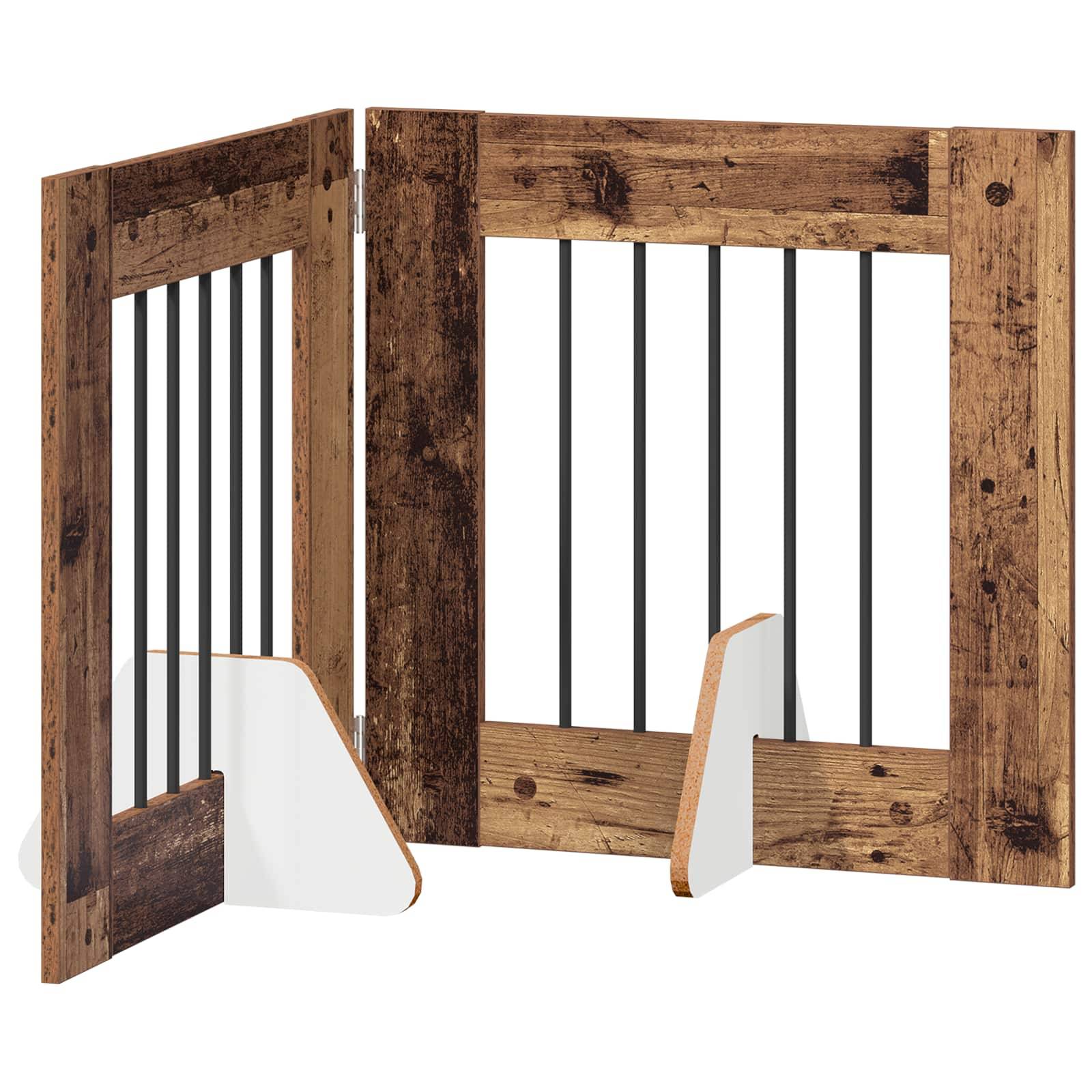 ComfortXL - Barrière chien pliable Bois d'ingénierie Intérieur 2 panneaux Bois ancien 120cm - ComfortXL Outdoor Living - Image 2