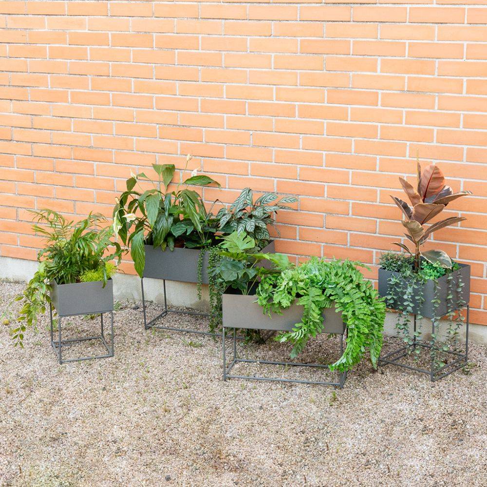Aubry Gaspard - Sellettes de jardin en métal (Lot de 2) Carré - Image 2