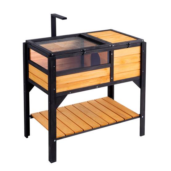 VEVOR Habitat tortue en bois intérieur/extérieur avec support d'éclairage et pieds, pour reptiles, geckos, serpents. - Image 1