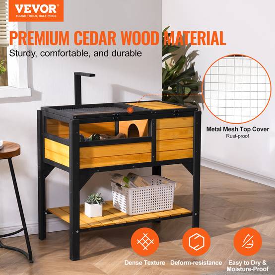 VEVOR Habitat tortue en bois intérieur/extérieur avec support d'éclairage et pieds, pour reptiles, geckos, serpents. - Image 2
