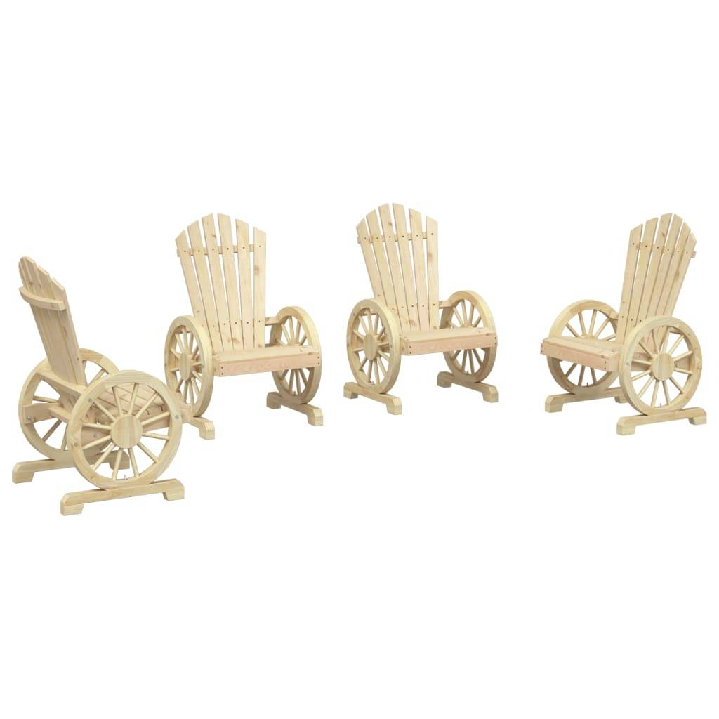 Lot de 4 Chaises Adirondack Bois Sapin Massif, Fauteuils Jardin Ergonomiques et Rustiques, Teinte Naturelle – ComfortXL Outdoor Living - Image 2