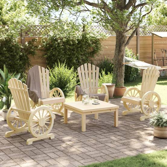 Lot de 4 Chaises Adirondack Bois Sapin Massif, Fauteuils Jardin Ergonomiques et Rustiques, Teinte Naturelle – ComfortXL Outdoor Living - Image 3
