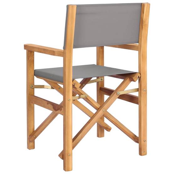 Chaise de directeur bois de teck marron et gris clair 56 x 54 x 87 cm, Poids:14.14kg - PANGIVO - Image 6