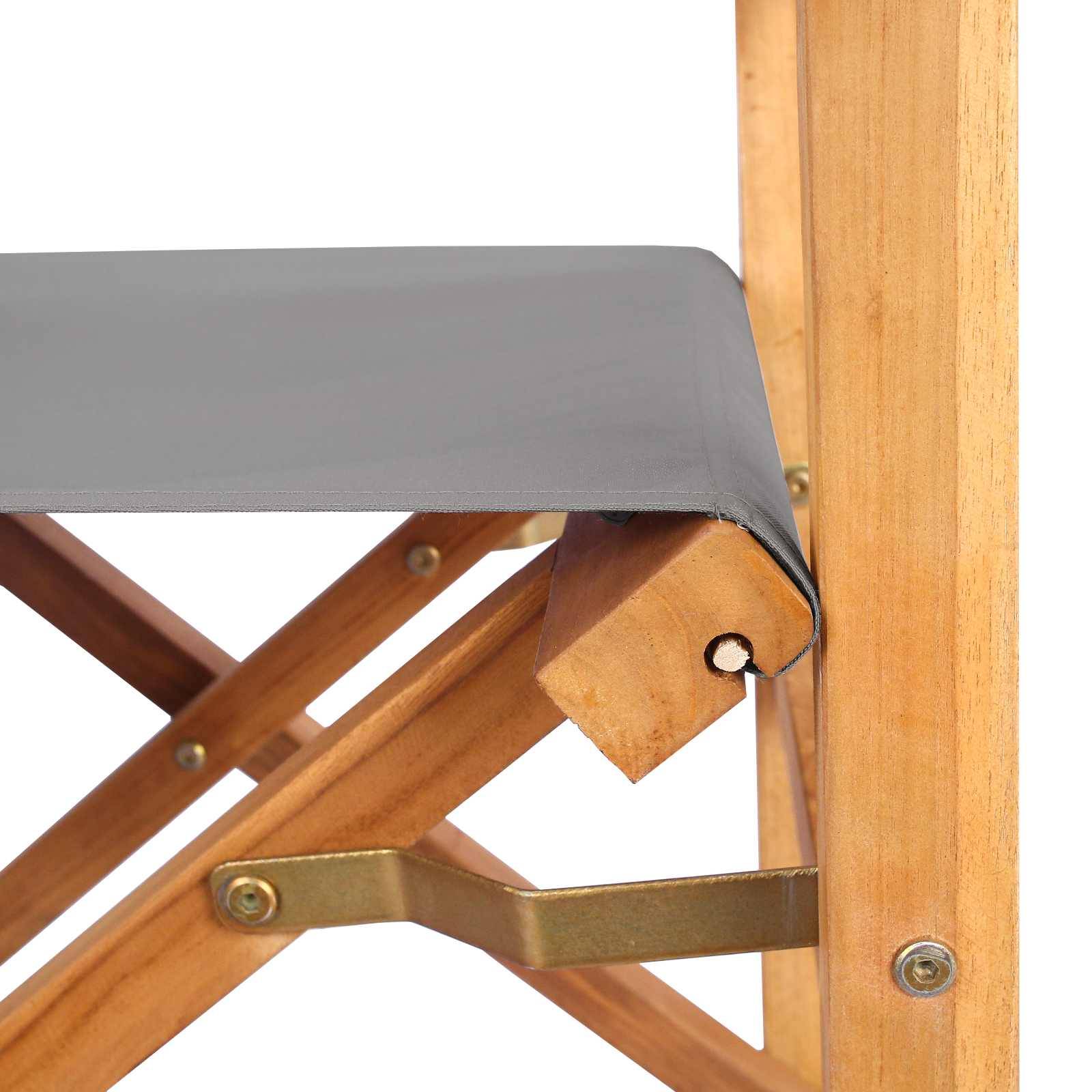 Chaise de directeur bois de teck marron et gris clair 56 x 54 x 87 cm, Poids:14.14kg - PANGIVO - Image 7