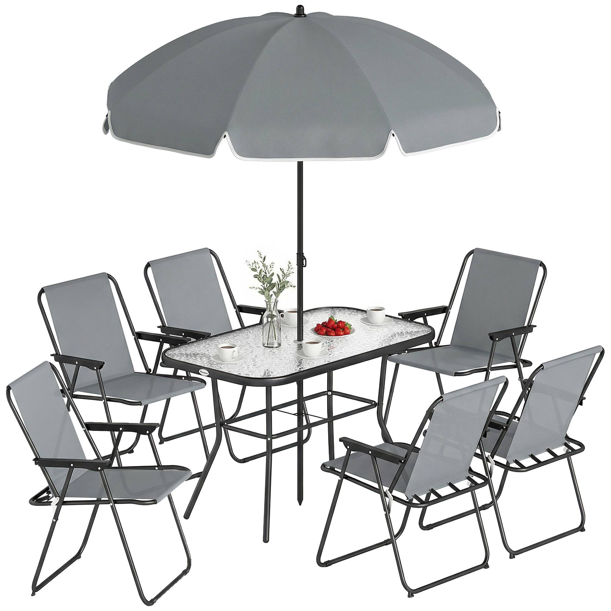 Salon de jardin acier et verres gris 119 x 68 x 70 cm - PANGIVO - Image 1
