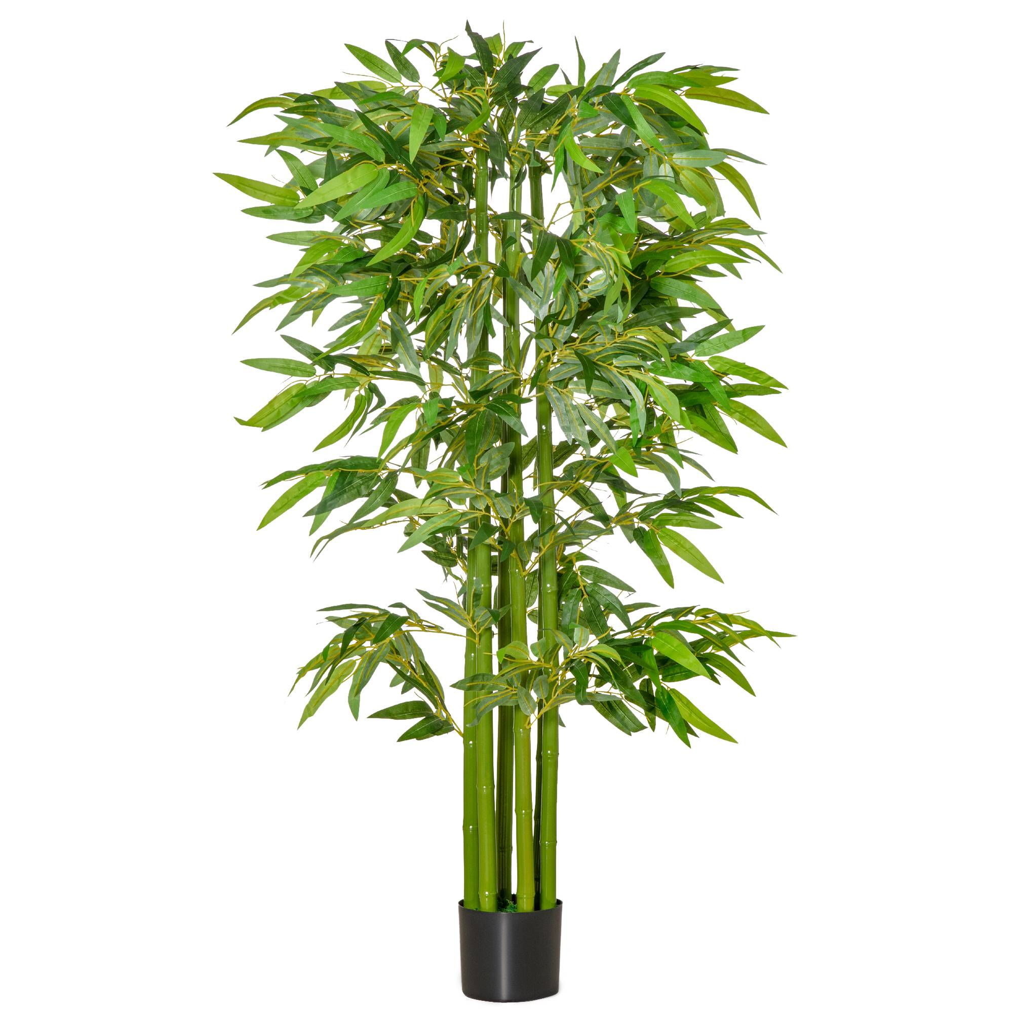 Bambou Artificiel XL 1,60H m 975 Feuilles denses réalistes Pot Inclus Noir Vert - Image 1