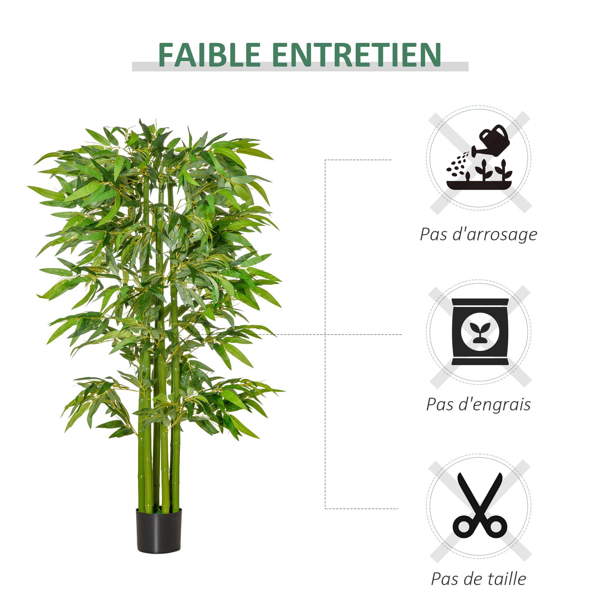 Bambou Artificiel XL 1,60H m 975 Feuilles denses réalistes Pot Inclus Noir Vert - Image 8