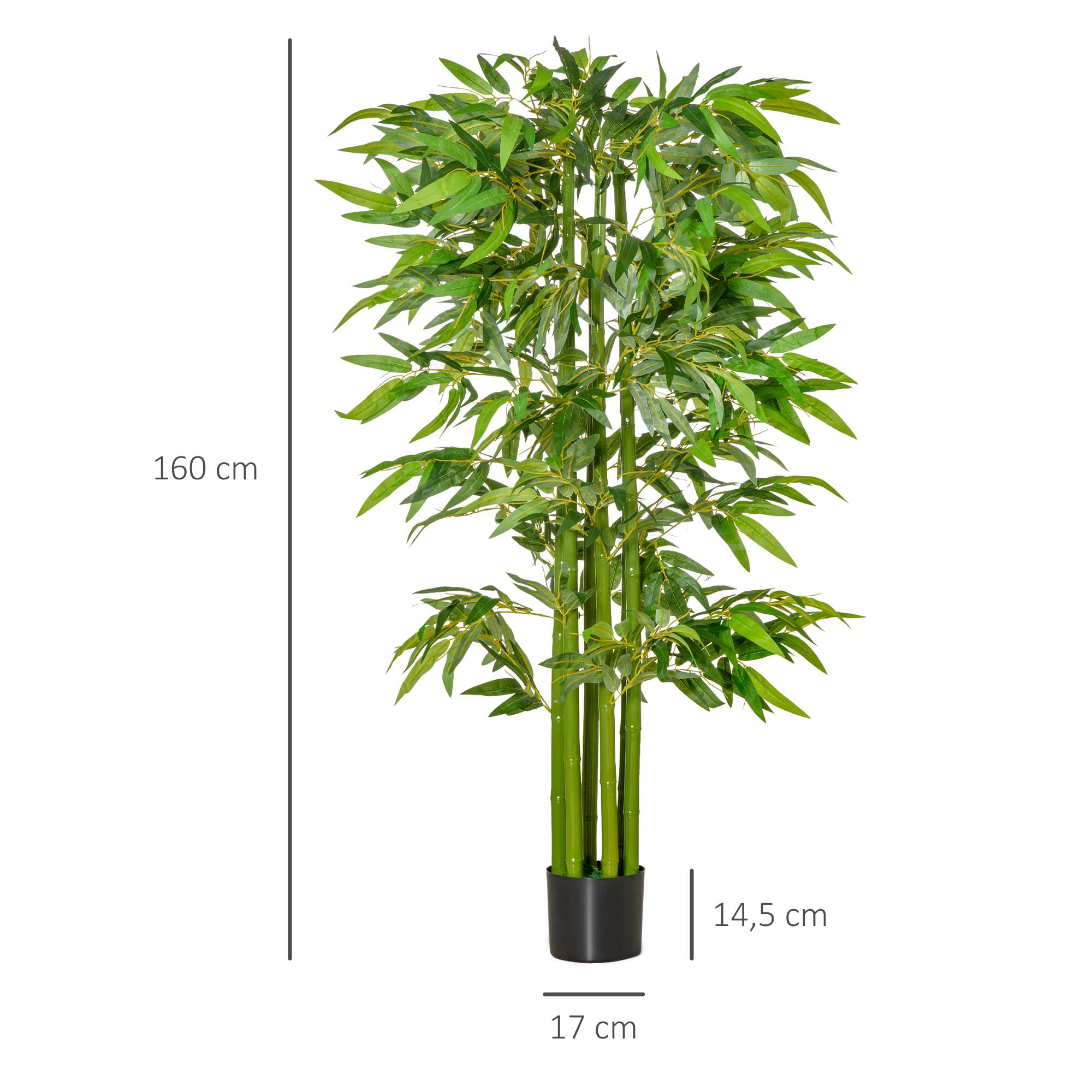 Bambou Artificiel XL 1,60H m 975 Feuilles denses réalistes Pot Inclus Noir Vert - Image 5