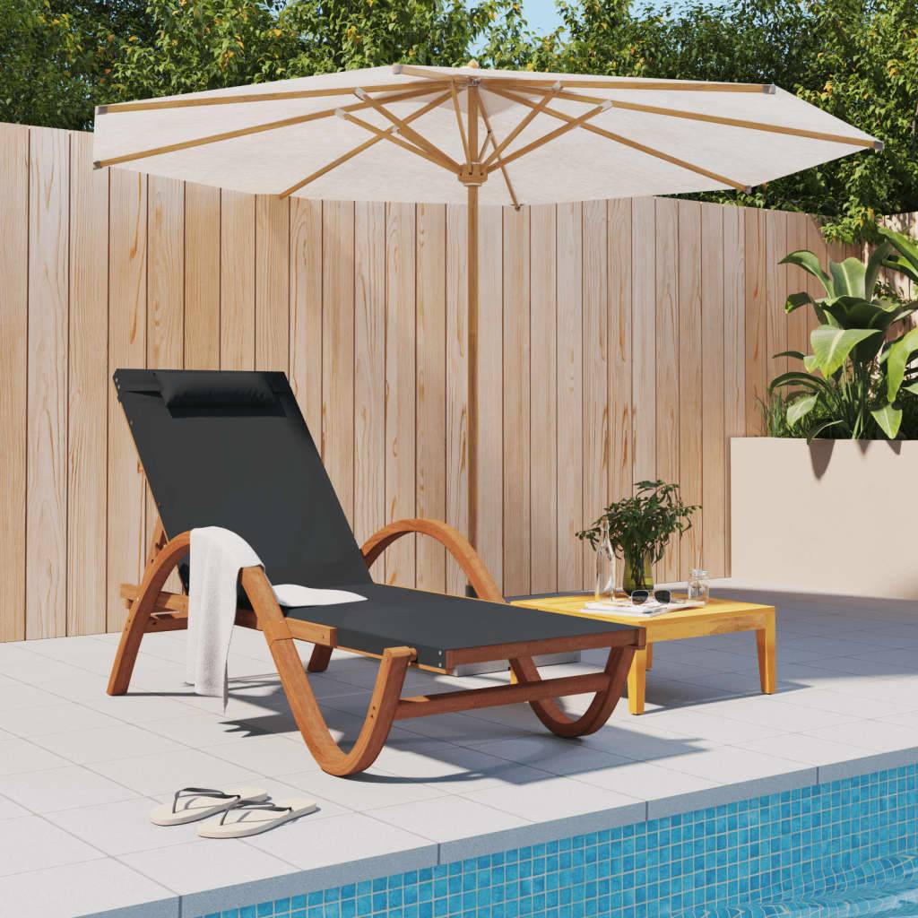 Vidaxl - Chaise longue avec coussin gris textilène/bois massif peuplier vidaXL 363476 - Image 1