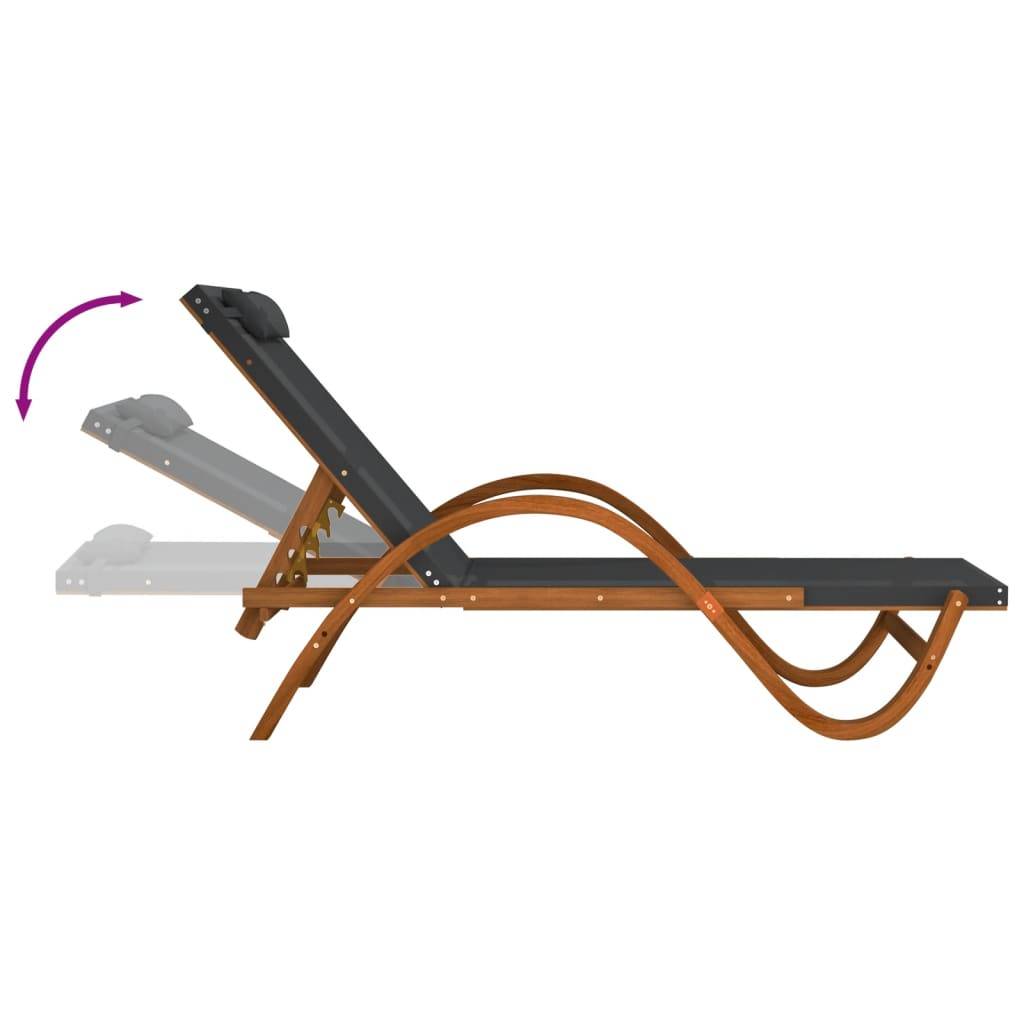 Vidaxl - Chaise longue avec coussin gris textilène/bois massif peuplier vidaXL 363476 - Image 7
