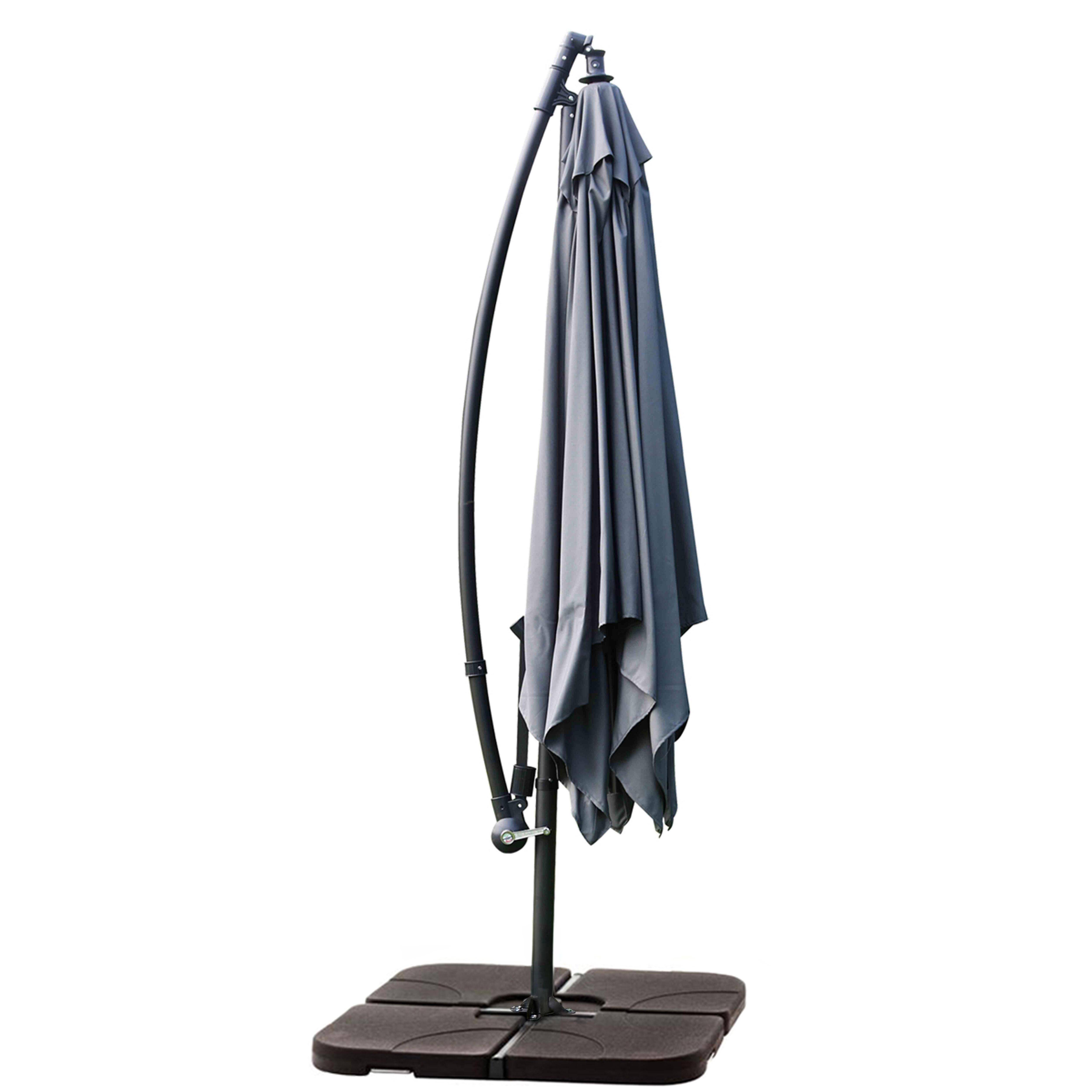Oviala - Parasol déporté 3x3m et 4 dalles à remplir acier gris Genova - Oviala - Image 5
