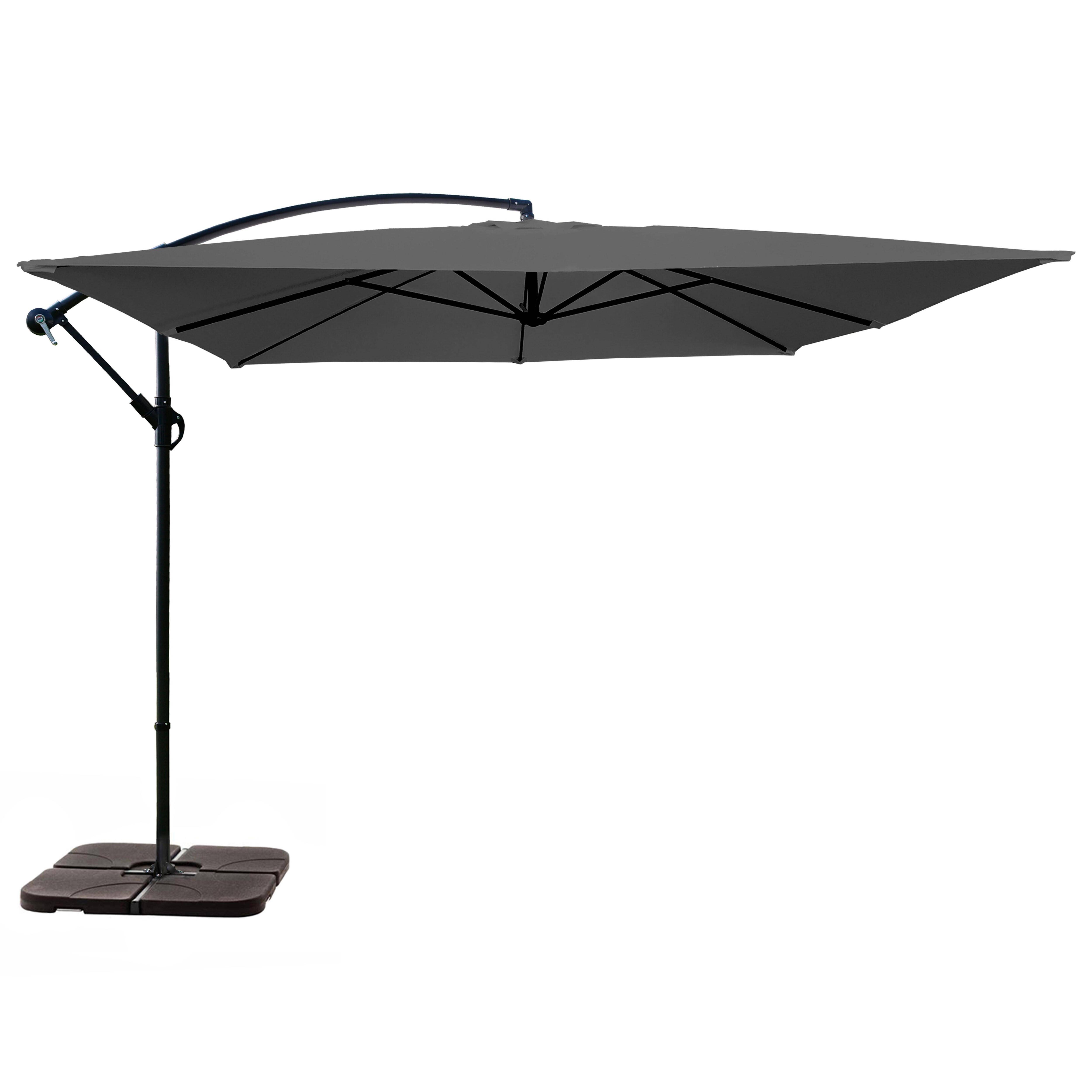 Oviala - Parasol déporté 3x3m et 4 dalles à remplir acier gris Genova - Oviala - Image 1