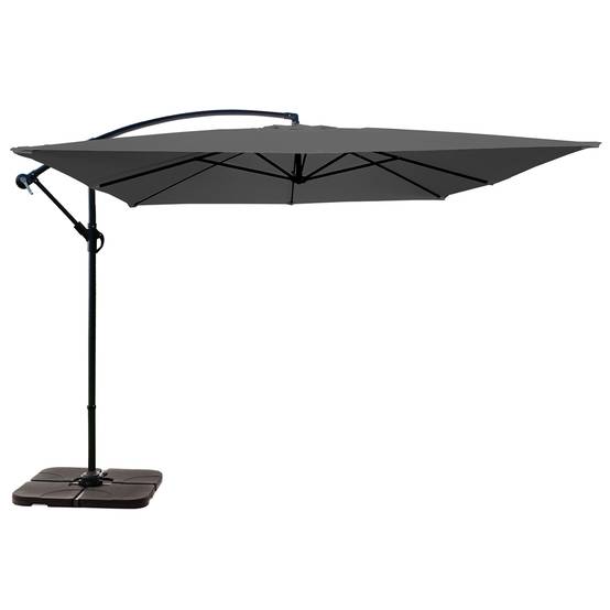 Oviala - Parasol déporté 3x3m et 4 dalles à remplir acier gris Genova - Oviala - Image 1