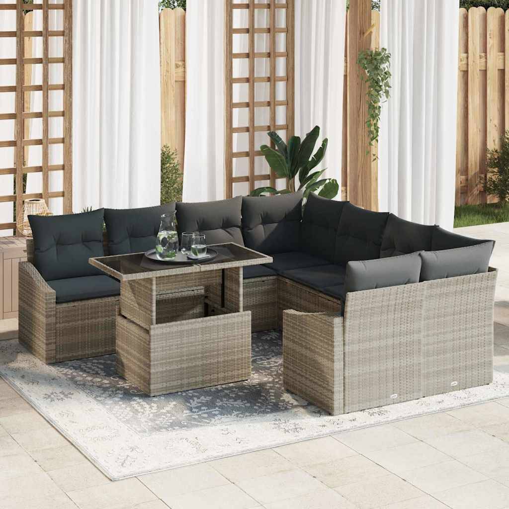 ComfortXL - Lounge d'Extérieur Gris Clair 9 Pièces avec Fauteuils Design Épuré pour Salon de Jardin Tendance – ComfortXL Outdoor Living - Image 1