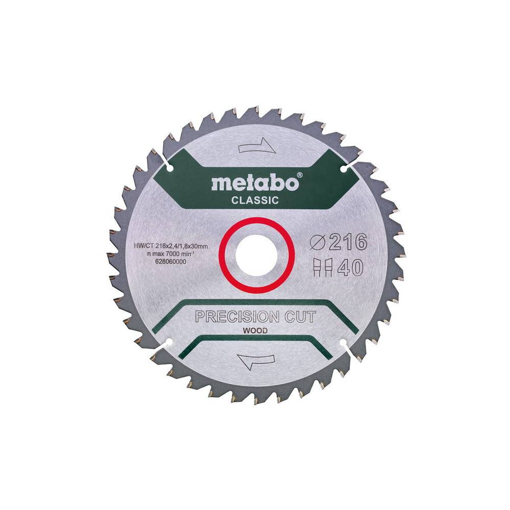 Metabo - Lame de scie circ. Classic "Precision Cut Wood" HW/CT 216x30, 40 WZ -5°