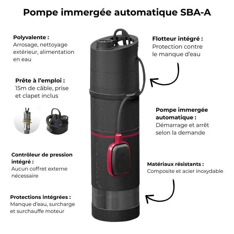 Pompe immergée 6" domestique automatique Grundfos SBA345A 0,95 KW avec flotteur - Monophasé 220V - Jusqu'à 3 M3/H - Adduction d'eau - Arrosage - Fora - Image 3