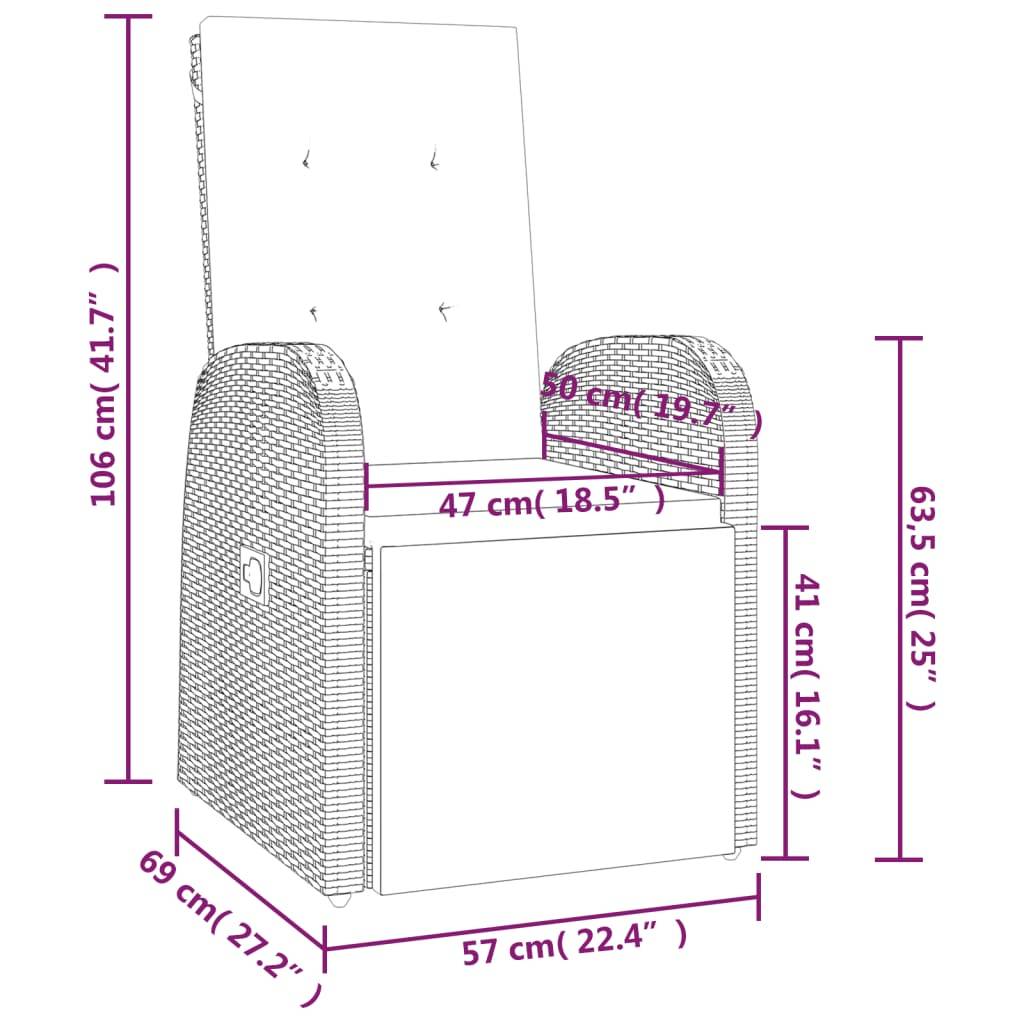 Vidaxl - Chaises de jardin inclinables coussins lot de 2 Résine tressée vidaXL 319538 - Image 3