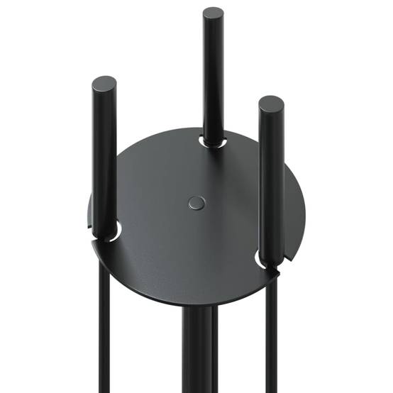 Set Serviteur de Cheminée Rond Acier 4 Pièces Nettoyage Foyer 59 cm Noir - ComfortXL Outdoor Living - Image 7
