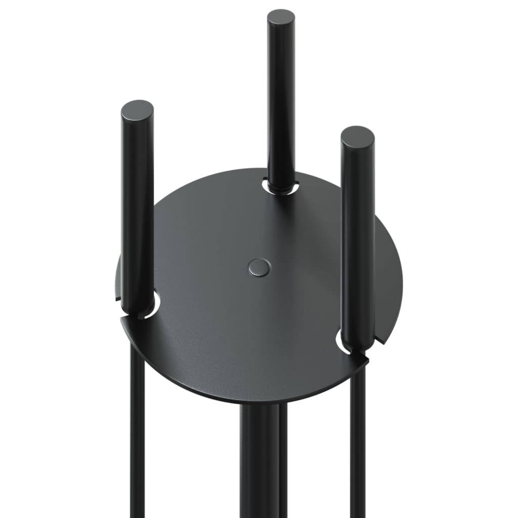 Set Serviteur de Cheminée Rond Acier 4 Pièces Nettoyage Foyer 59 cm Noir - ComfortXL Outdoor Living - Image 7