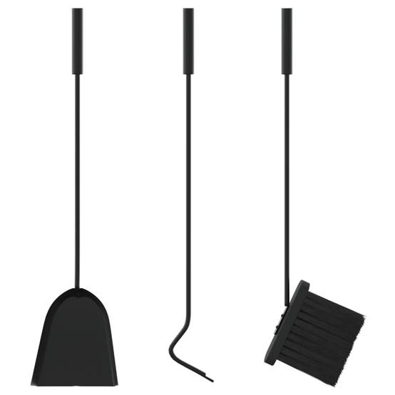 Set Serviteur de Cheminée Rond Acier 4 Pièces Nettoyage Foyer 59 cm Noir - ComfortXL Outdoor Living - Image 9