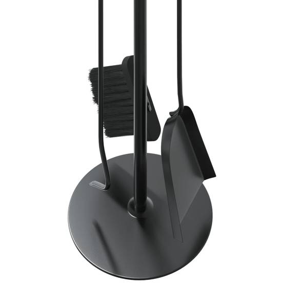 Set Serviteur de Cheminée Rond Acier 4 Pièces Nettoyage Foyer 59 cm Noir - ComfortXL Outdoor Living - Image 8
