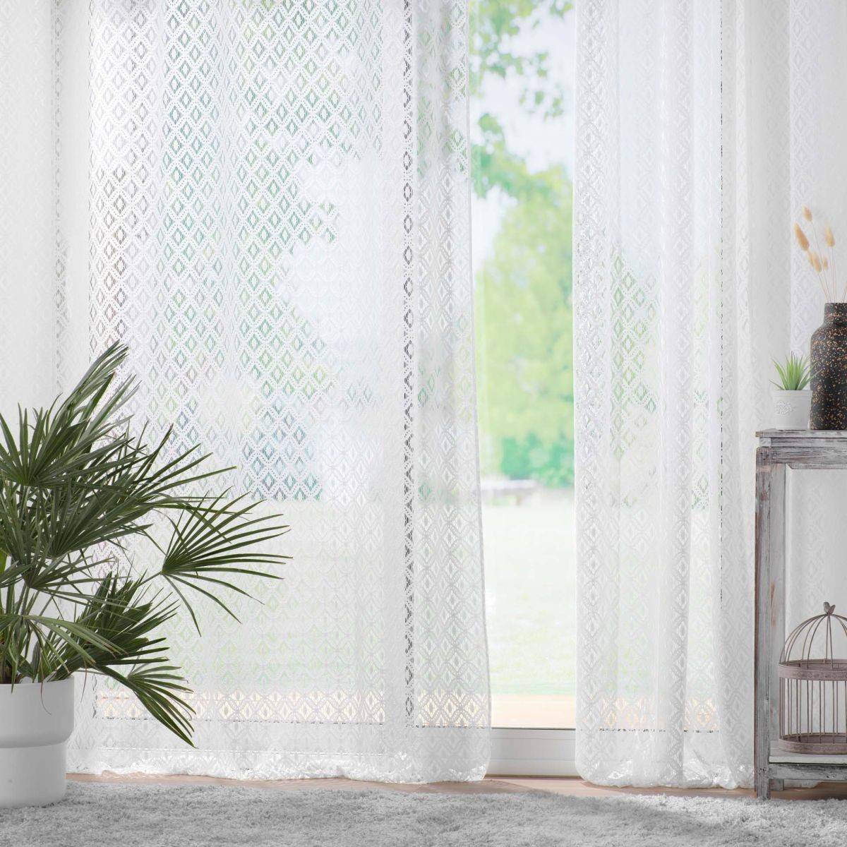 Rideau Voilage à Œillets Maille "Odilia" 140x240cm Blanc - Image 4