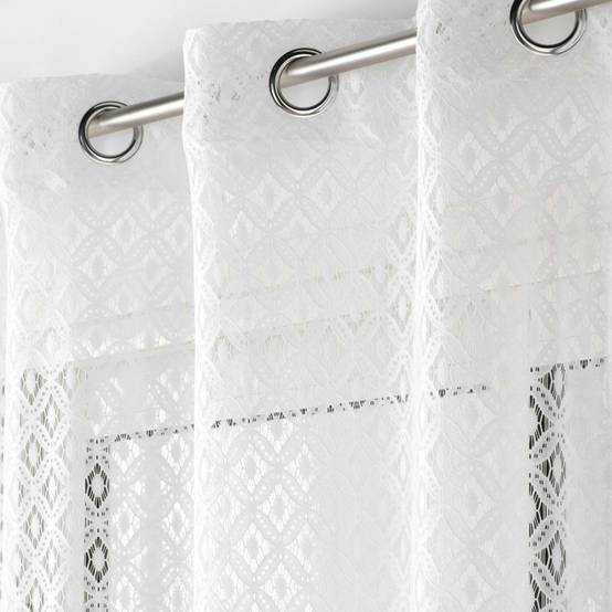 Rideau Voilage à Œillets Maille "Odilia" 140x240cm Blanc - Image 2