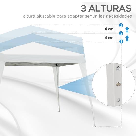 Tente pliante 2,4 x 2,4 m, tonnelle de jardin imperméable, montage instantané, structure en acier et toile Oxford, blanche. - Image 9