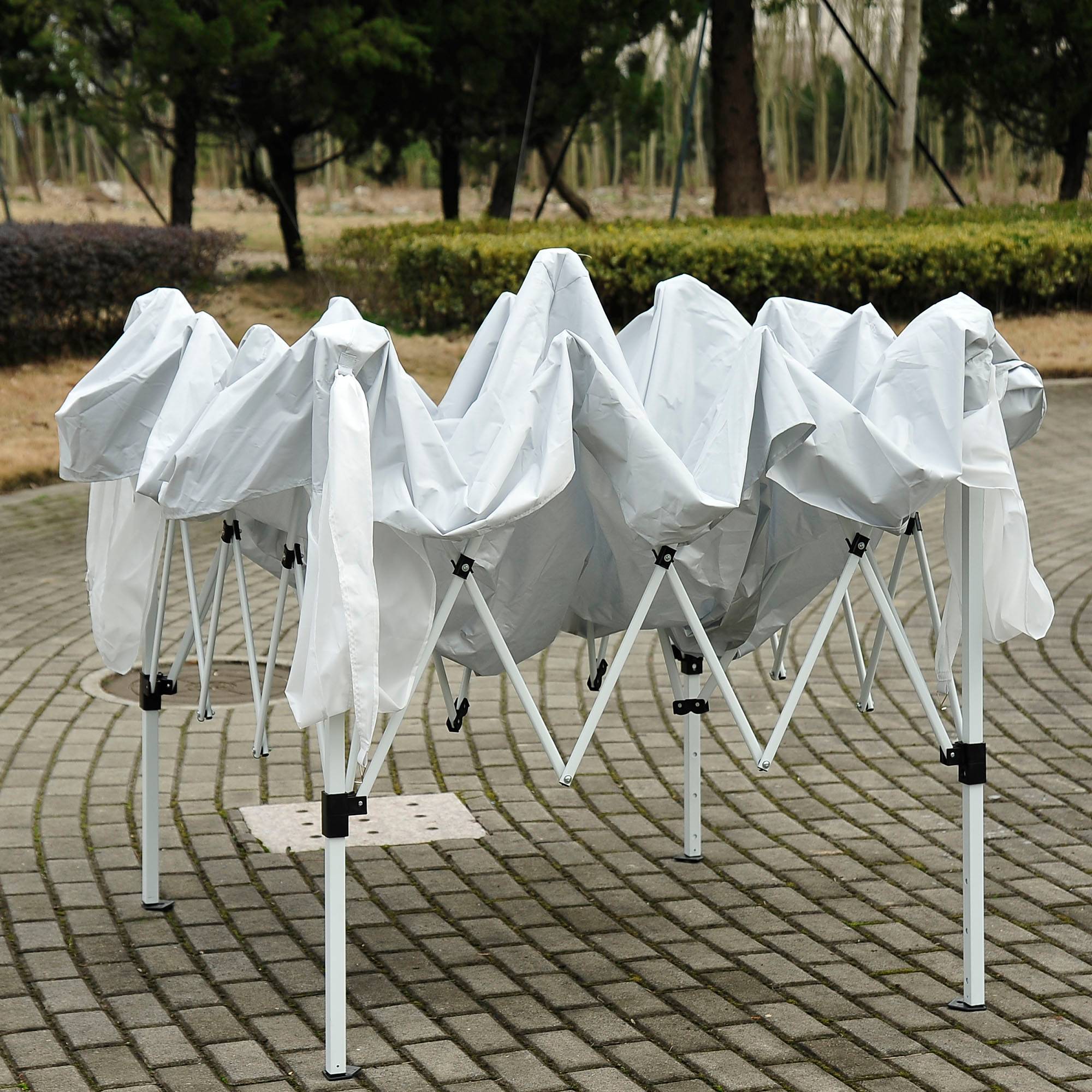 Tente pliante 2,4 x 2,4 m, tonnelle de jardin imperméable, montage instantané, structure en acier et toile Oxford, blanche. - Image 10