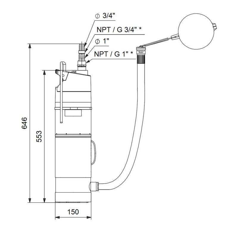 Pompe immergée 6" Grundfos SBA345AW 0,95 kW automatique jusqu'à 3 m3/h monophasé 220V - Image 4