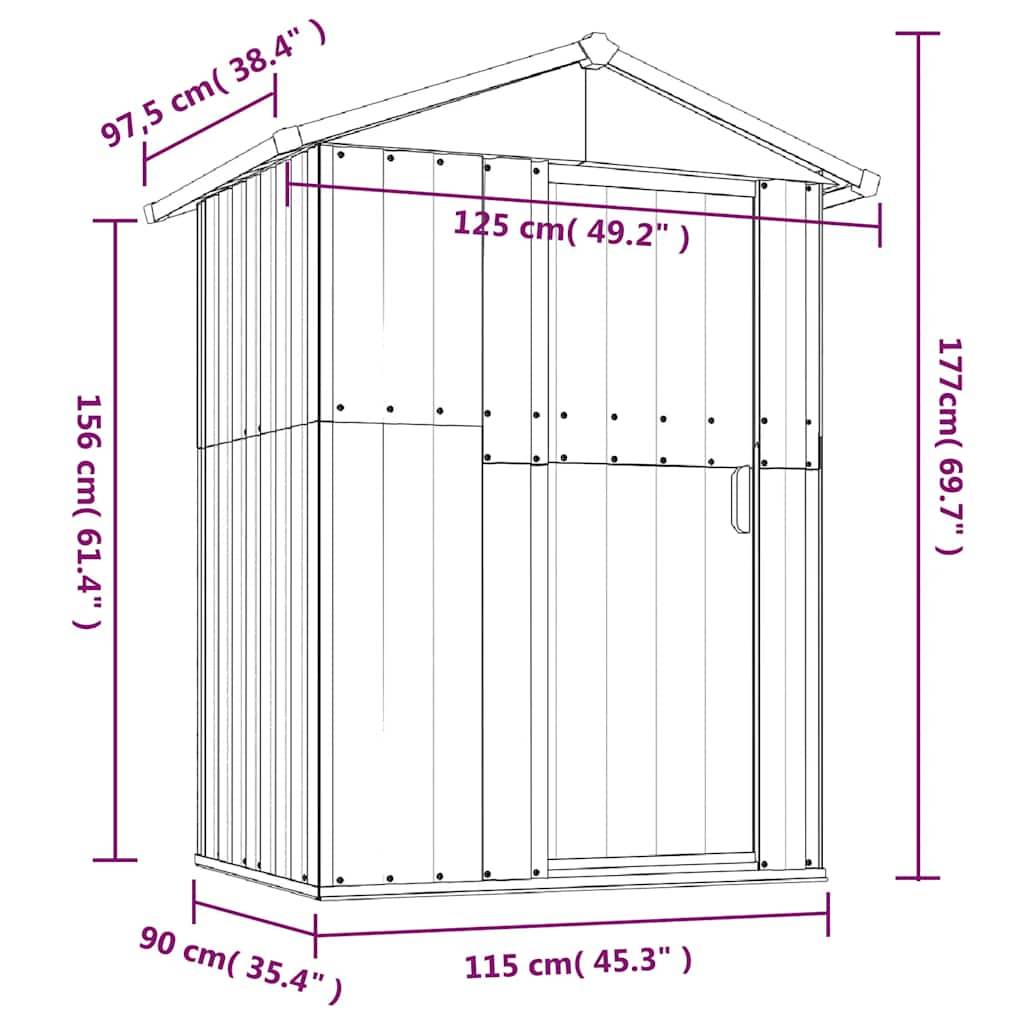 Vidaxl - Abri de jardin Gris 126x97,5x177 cm Métal galvanisé vidaXL 316234 - Image 3