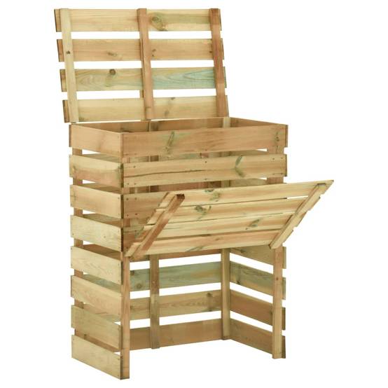 Composteur de jardin bois de pin vert 80 x 50 x 100 cm, poids:15kg - PANGIVO - Image 1