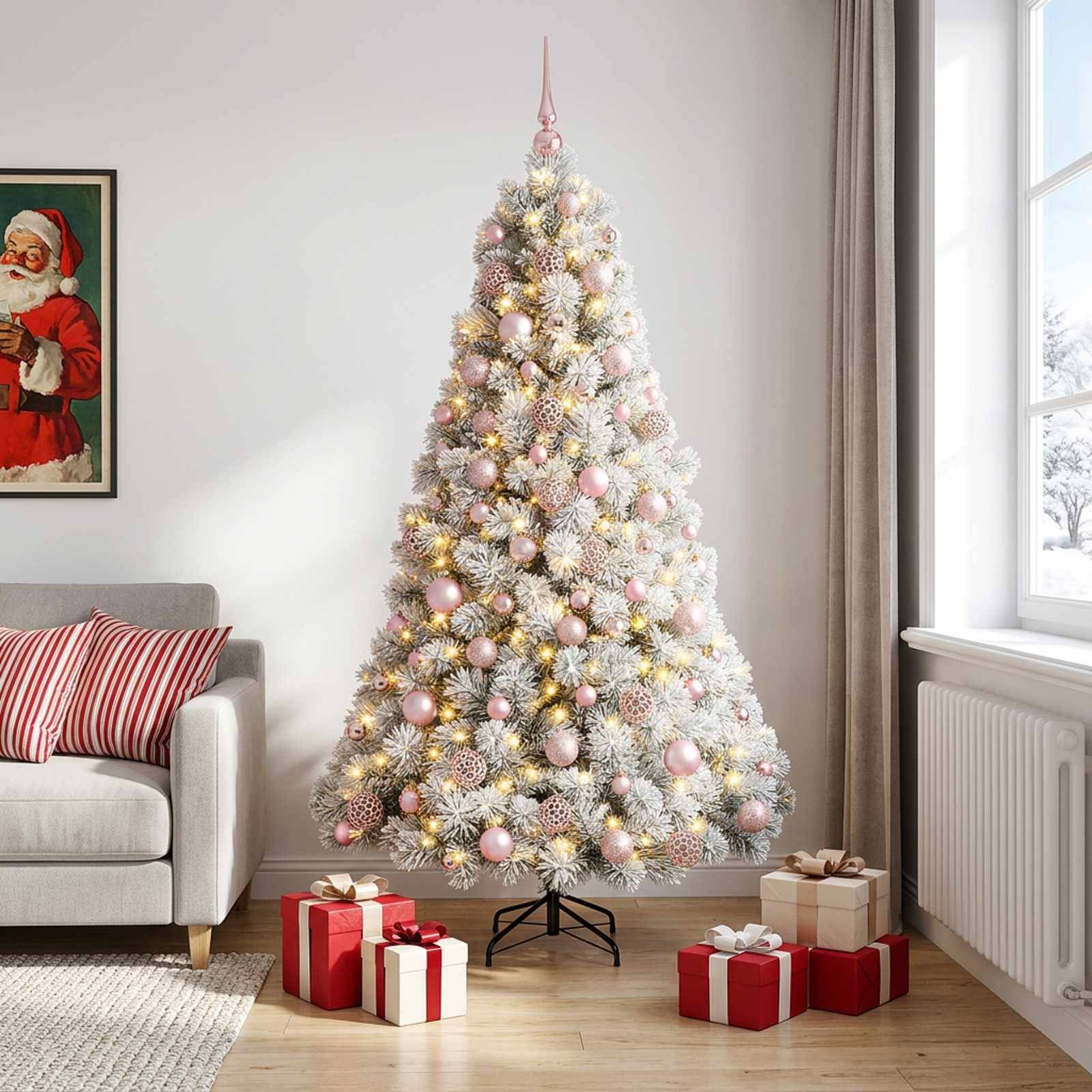 Vidaxl - Sapin de Noël artificiel avec boules 180 cm 300 LED Blanc chaud vidaXL 3466657 - Image 4