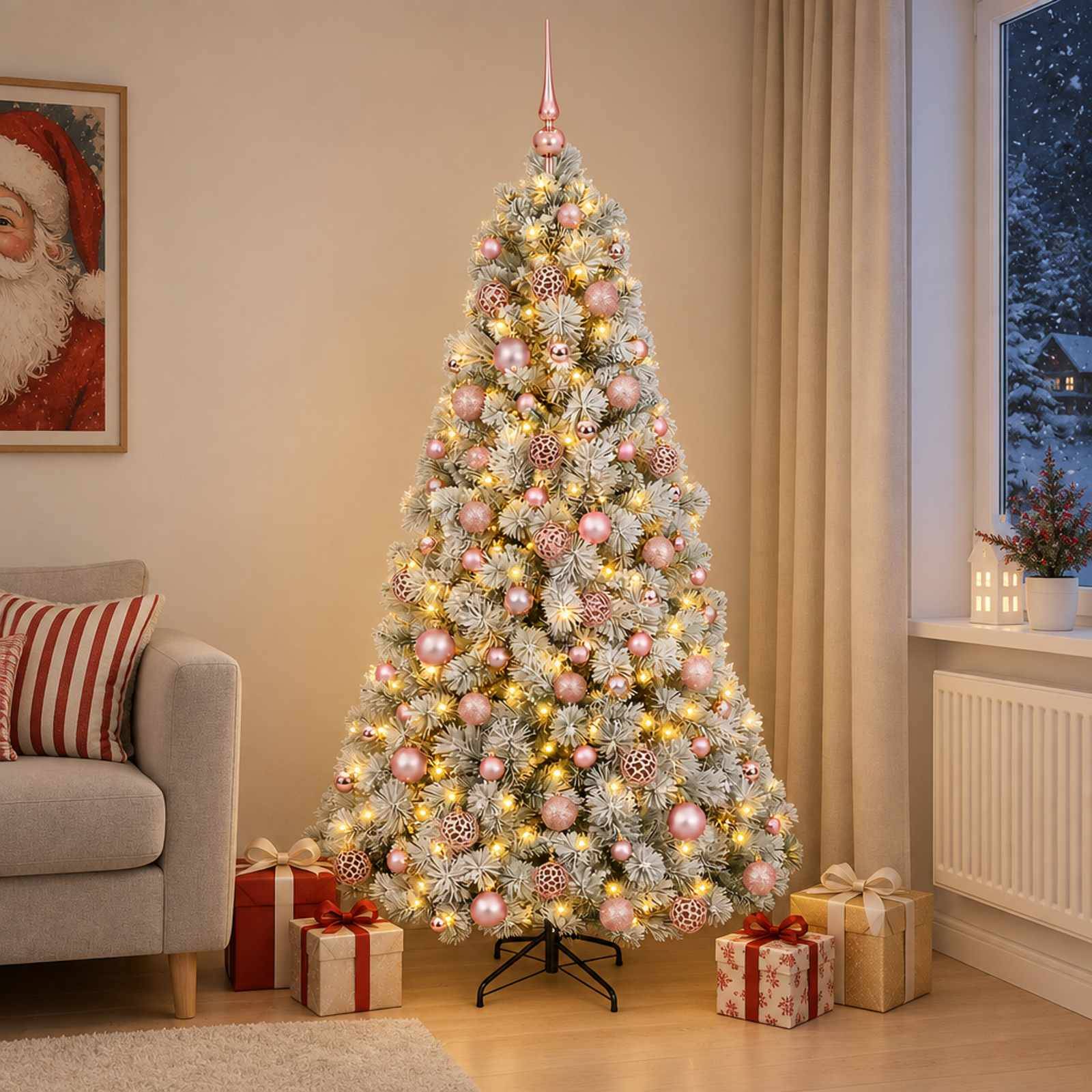 Vidaxl - Sapin de Noël artificiel avec boules 180 cm 300 LED Blanc chaud vidaXL 3466657 - Image 1