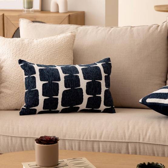 Housse de Coussin Chenille "Jeni" 30x50cm Bleu Égéen - Image 5