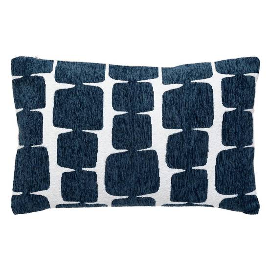 Housse de Coussin Chenille "Jeni" 30x50cm Bleu Égéen - Image 1