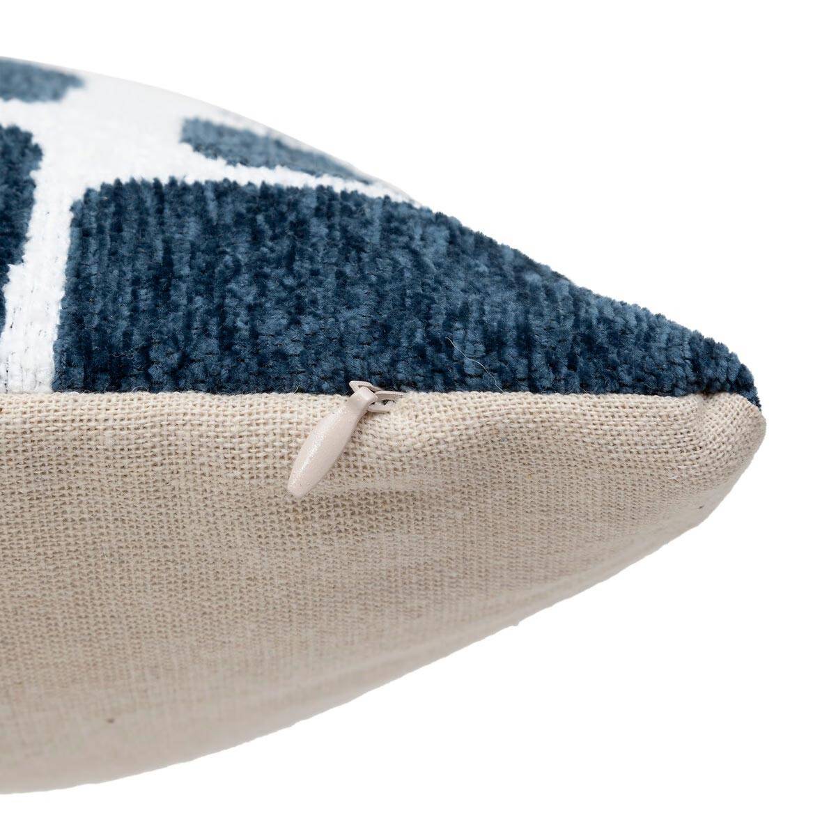 Housse de Coussin Chenille "Jeni" 30x50cm Bleu Égéen - Image 3