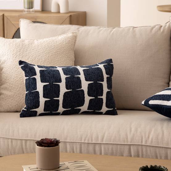 Housse de Coussin Chenille "Jeni" 30x50cm Bleu Égéen - Image 6