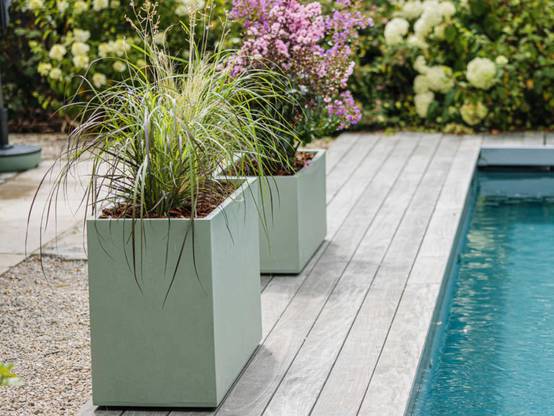 Eda - Jardinière Muret Basalt Décor béton 98 L - Vert amande - Eda - Image 3